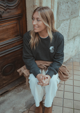 Sudadera sin capucha Gris Antracita con bordado Kabino