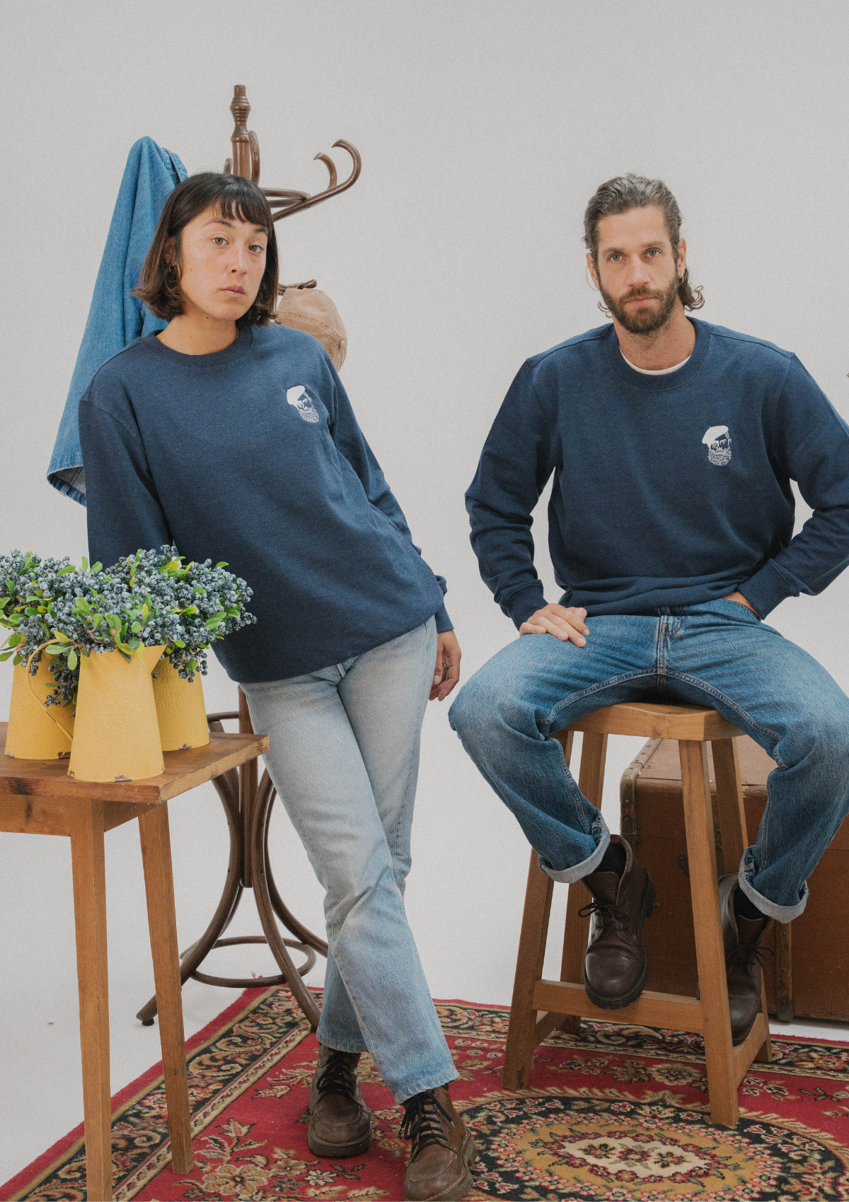 Sweat Bleu Marine Broderie Kabino – sweat basque en coton bio – Katxi Klothing – vue 4