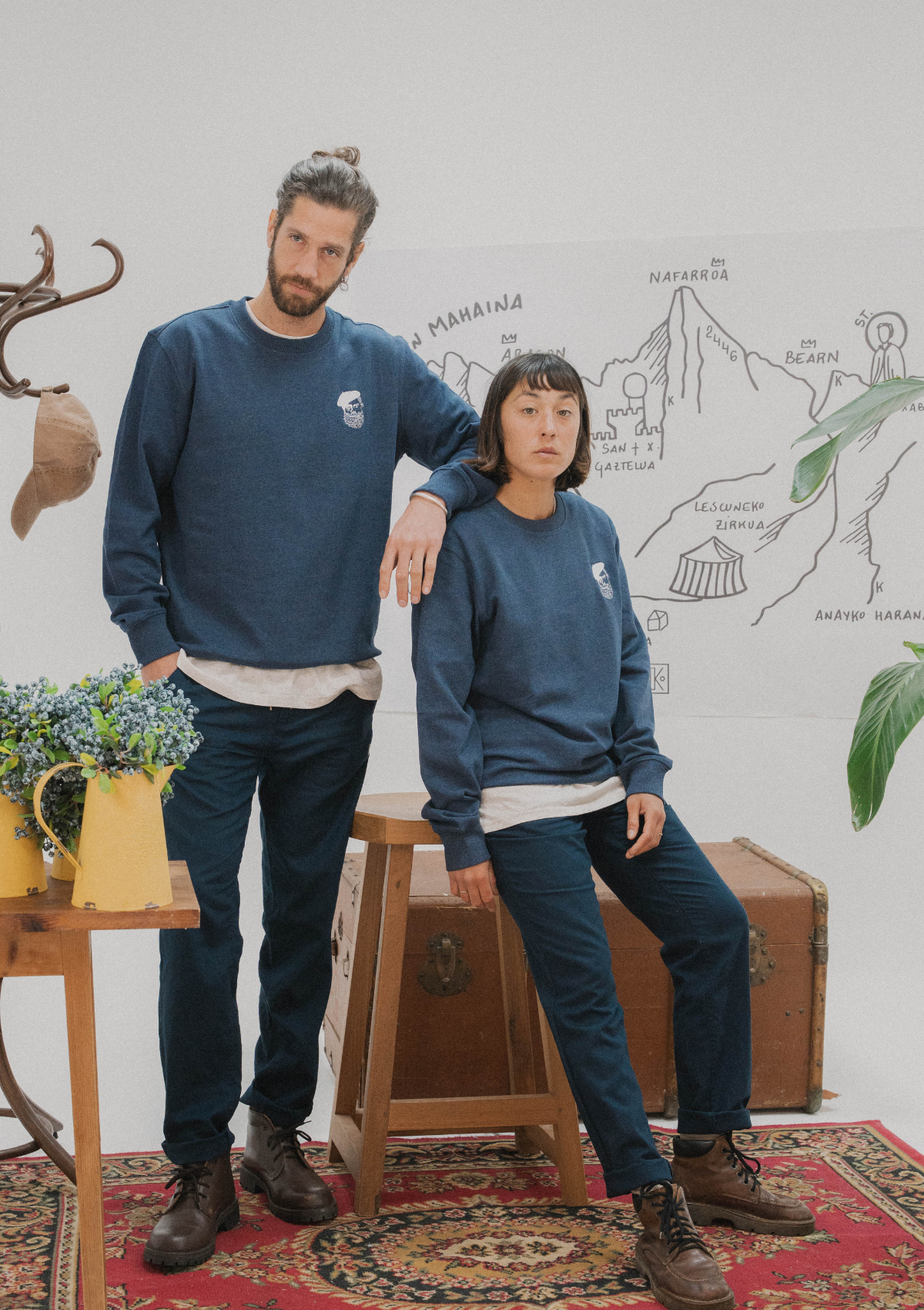 Sweat Bleu Marine Broderie Kabino – sweat basque en coton bio – Katxi Klothing – vue 6